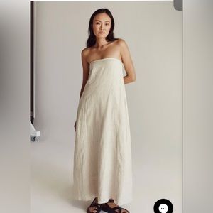Dissh KARNEY NATURAL LINEN STRAPLESS DRESS natural size 4 new with tags!!!